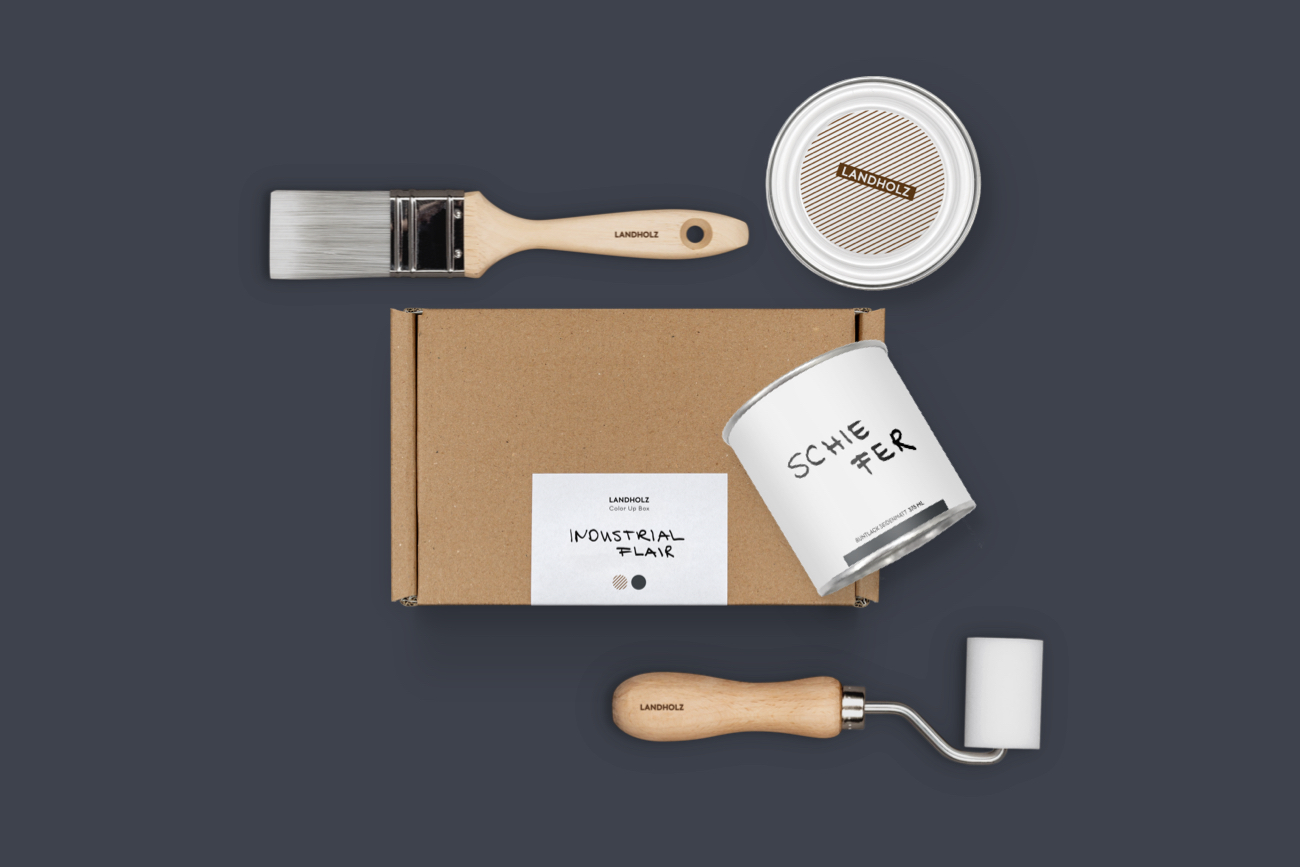 Industrial Design Farben wasserbasierter Lack und Lasur mit Pinsel