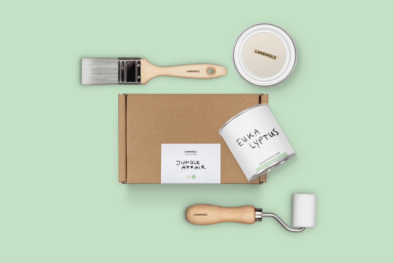 Urban Jungle Farben wasserbasierter Lack Eukalyptus und Pinsel