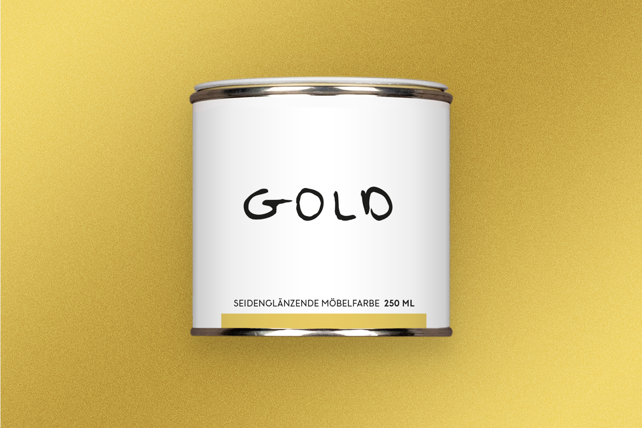 Möbelfarbe Gold für luxuriöse Wohnakzente, Holzlack für Vintage-Möbel, Boho-Style, Urban Jungle und Midcentury-Design